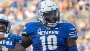 Cam'Ron Jackson is celebrating a Memphis forced turnover during the 2022 season. The Gators hope he can bring that energy and impact to an improved Florida defense in 2023.